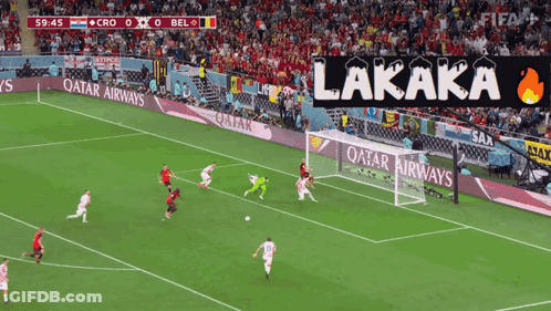 Soccer Game On Field Sponsored By Qatar GIF