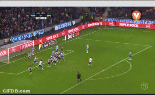 Soccer Game On Field With Ads GIF