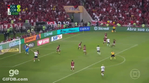Soccer Game On Field With Advertisements GIF