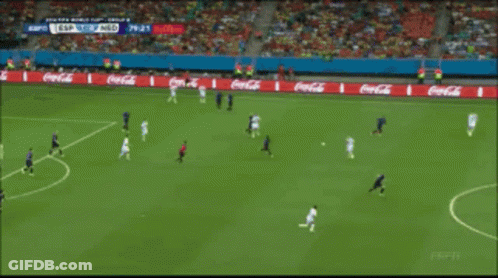Soccer Game On Field With Fly Emirates Advertisements GIF