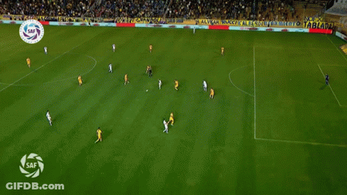 Soccer Game On Field With Sga Sign GIF