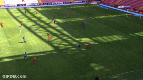 Soccer Game On Field With Tudor Banner GIF