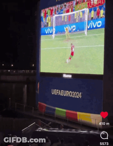 Soccer Game On Large Screen UEFA Euro 2024 GIF