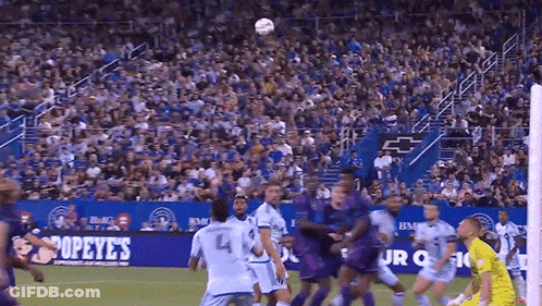 Soccer Game Underway With Popeye Sign GIF