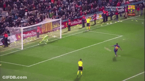 Soccer Game With Estrella Damm Banner GIF