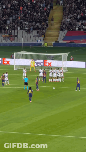 Soccer Game With FedEx Banner Behind Goal GIF