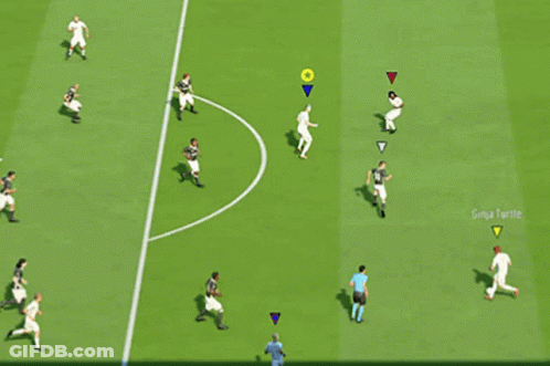 Soccer Game With FIFA Banner Behind Goal GIF