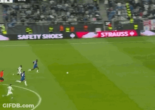 Soccer Game With Strauss Advertisement On Sidelines GIF