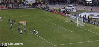Soccer Game With Toyota And Santander Banners GIF