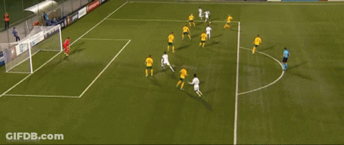 Soccer Game With Yellow Players GIF