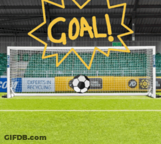 Soccer Goal With Ball And Goal Text GIF