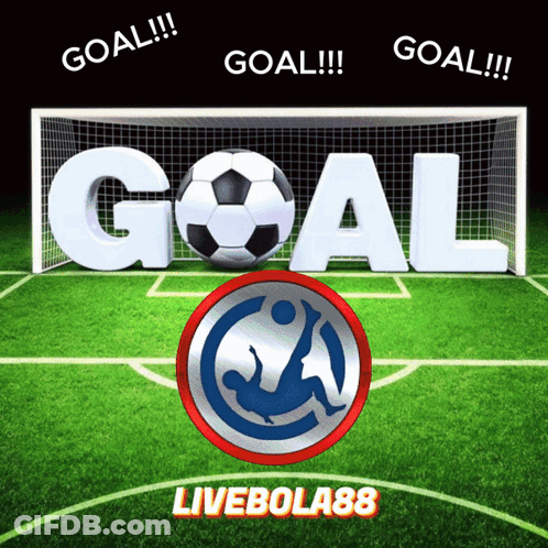 Soccer Goal With Ball And Goal Text GIF