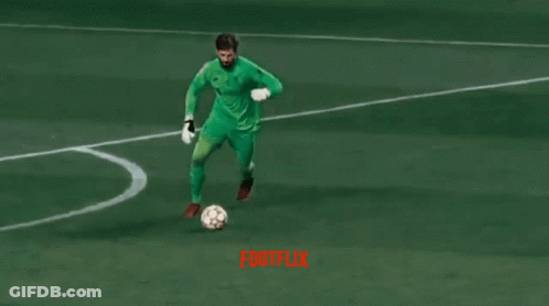 Soccer Goalie Kicks Ball Red Player Blocks GIF