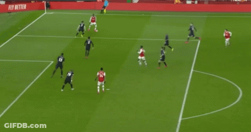 Soccer Goalie Lying On Ground In Front Of Water Sign GIF