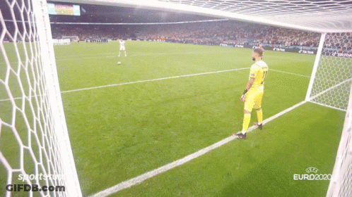 Soccer Goalie On Field With Euro2020 Logo GIF