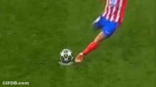Soccer Player Airborne In Red White Blue Jersey GIF