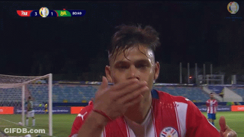 Soccer Player Blows Kiss Between Par And Brazil GIF