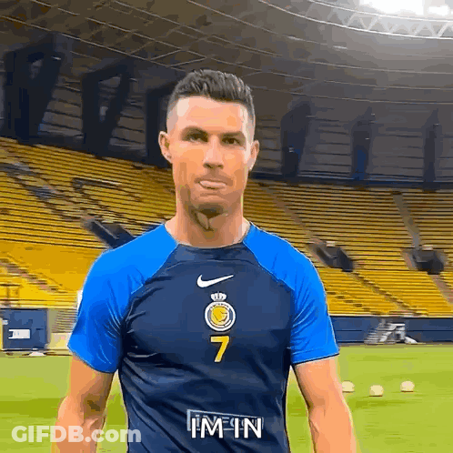 Soccer Player Blue Shirt Number 7 GIF