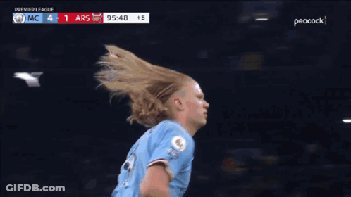 Soccer Player Celebrates Goal In Premier League MC Vs Ars GIF