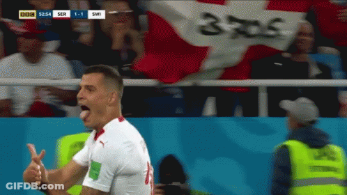 Soccer Player Celebrates Goal Under BBC Banner GIF