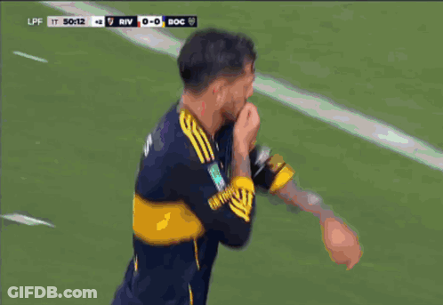 Soccer Player Celebrating Goal Against River GIF