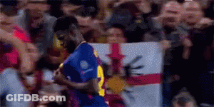Soccer Player Celebrating Goal In Front Of Fans GIF