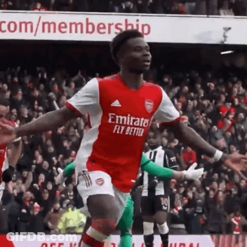 Soccer Player Celebrating Goal In Red Jersey GIF