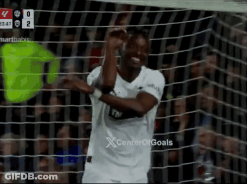 Soccer Player Celebrating Goal With Center Of Goals Ad GIF