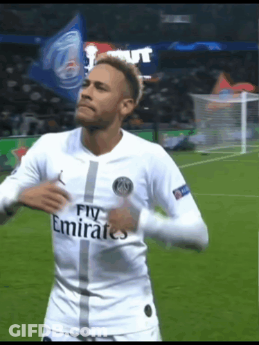 Soccer Player Dancing In Fly Emirates Jersey GIF