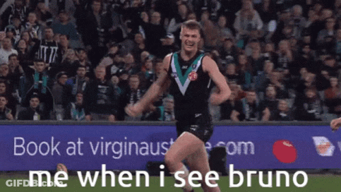 Soccer Player Dancing With Sign Book At Virginaust Me When I See Bruno GIF