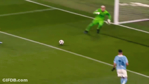 Soccer Player Diving Goal Blue Jersey Number 16 GIF