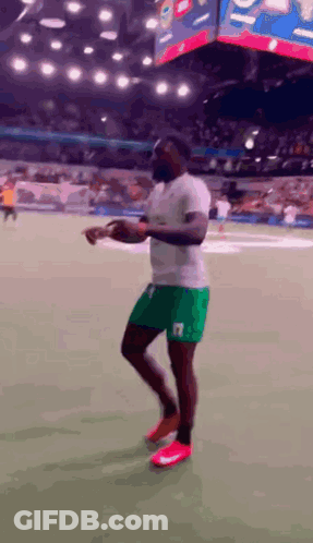 Soccer Player Green Shorts White Shirt Dancing GIF