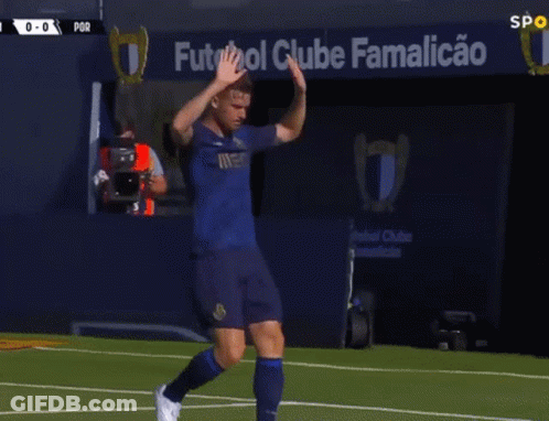 Soccer Player High Five Por Sign GIF