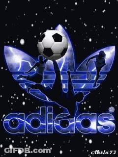 Soccer Player Holding Soccer Ball In Front Of Adidas Logo GIF