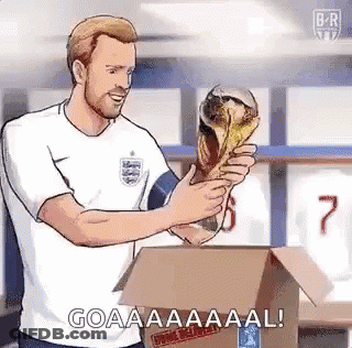 Soccer Player Holding Trophy And Box GIF