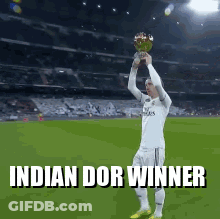 Soccer Player Holding Trophy Indian Dor Winner GIF