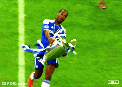 Soccer Player Holding Trophy GIF