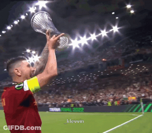Soccer Player Holding Trophy With Hashtag Klevvin GIF