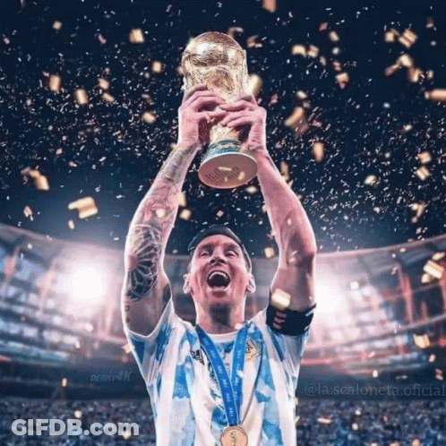 Soccer Player Holding Up Trophy GIF