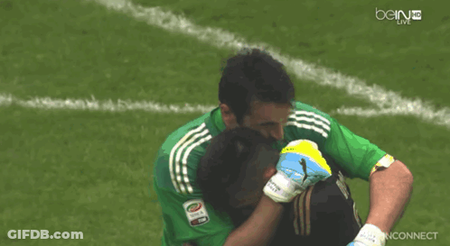 Soccer Player Hugging Another With Bein Live GIF