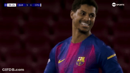 Soccer Player In Barcelona Jersey Smiling GIF