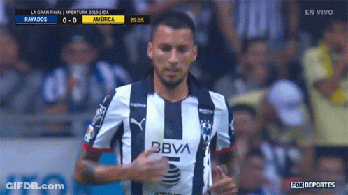 Soccer Player In BBVA Jersey Running GIF