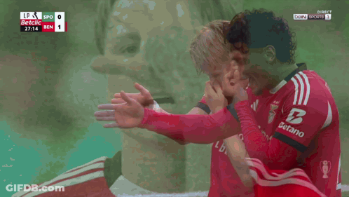 Soccer Player In Betclic Jersey Celebrating GIF