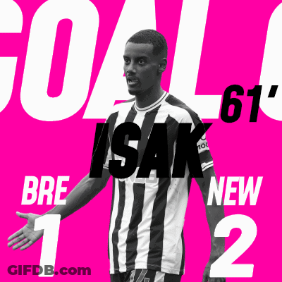 Soccer Player In Black And White Striped Shirt Goal 61 Isak Bre New 2 GIF