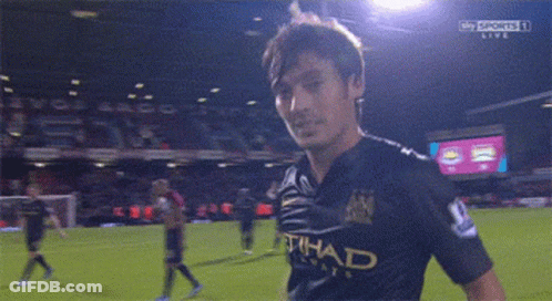 Soccer Player In Black Etihad Shirt GIF