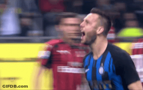 Soccer Player In Blue And Black Inter Jersey GIF
