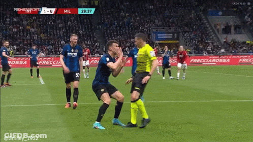 Soccer Player In Blue And Black Jersey Number 4 GIF