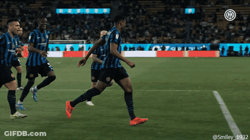 Soccer Player In Blue And Black Jersey Number 8 GIF