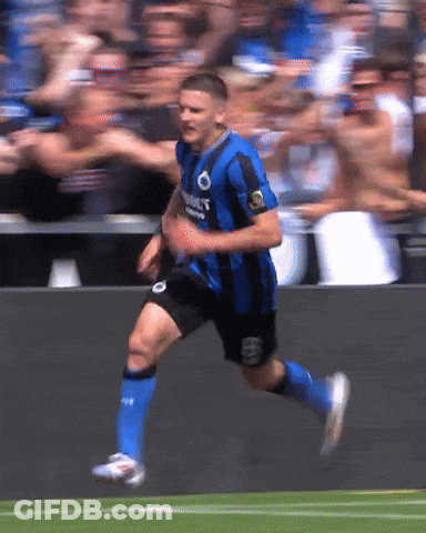 Soccer Player In Blue And Black Jersey Saying Connect GIF