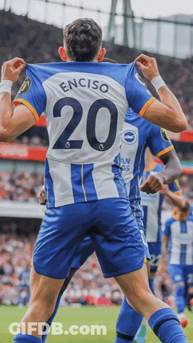 Soccer Player In Blue And White Jersey Number 20 GIF